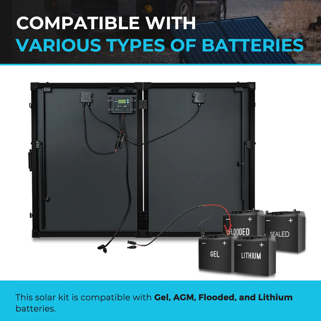 Renogy Solar Suitcase 200W 12V Monocrystalline Portable Solar Panel with Voyager