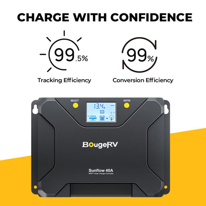 BougeRV 16BB 24V N-Type 200 Watt Bifacial Solar Panel+40A MPPT Solar Controller Kit