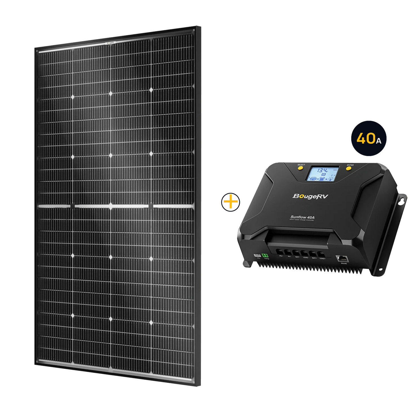 BougeRV 16BB 24V N-Type 200 Watt Bifacial Solar Panel+40A MPPT Solar Controller Kit