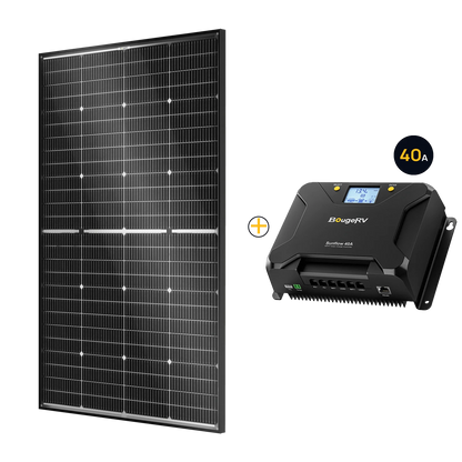 BougeRV 16BB 24V N-Type 200 Watt Bifacial Solar Panel+40A MPPT Solar Controller Kit