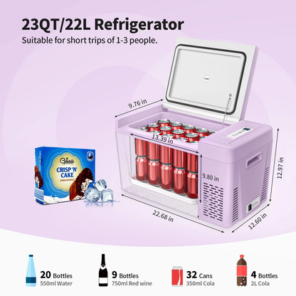 BougeRV 12V 23 Quart Purple Portable Fridge (CR Series)