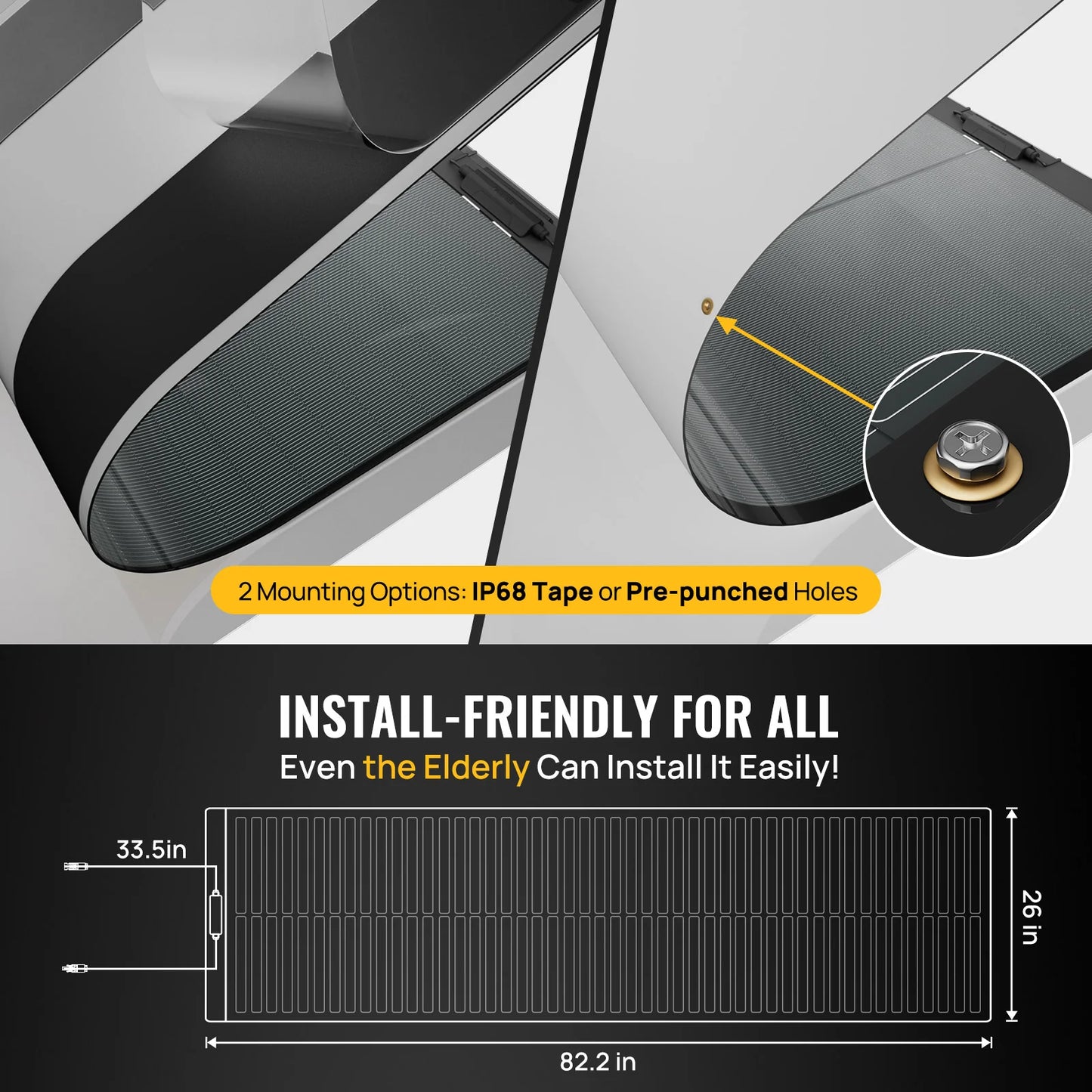 BougeRV Yuma 200W CIGS Thin-film Flexible Solar Panel with Tape